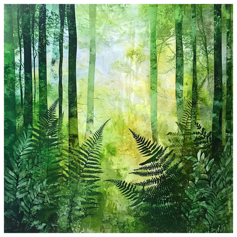 Dense Forest With Ferns Wall Tapestry - Forest Wall Decor, H 68 po x l 80 po avec 4 œillets