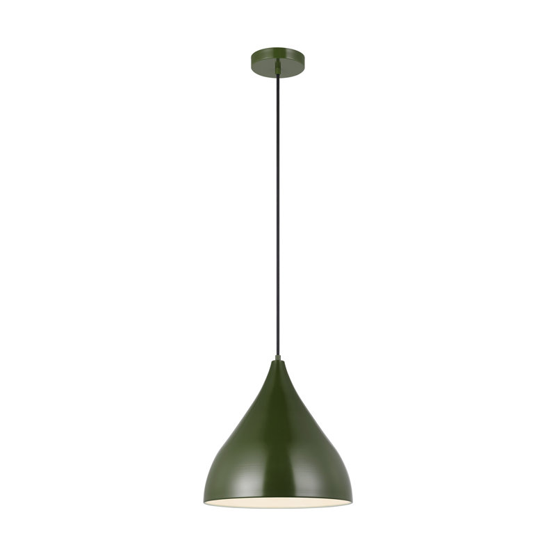 Luminaire suspendu conique à 1 lumière Ayer, Olive, H 152 po x l 14 po x P 14 po