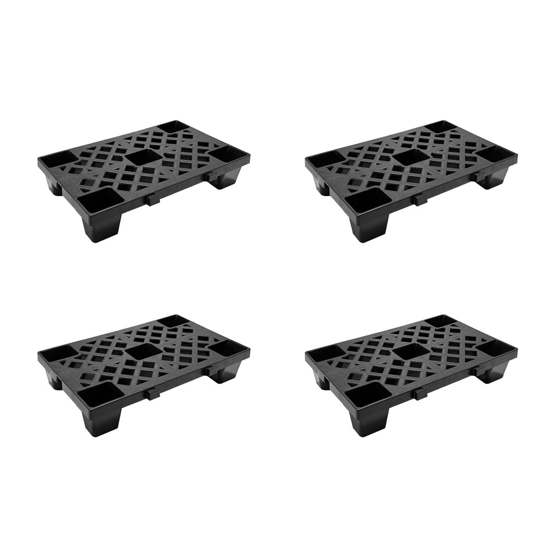 Nestable & Stackable HDPE Plastic Pallets - 6 Pack, 19.7" x 11.8" x 3.9" Interlinked Ventilated Heavy Duty Floor Tiles for Garage, Warehouse, Basement