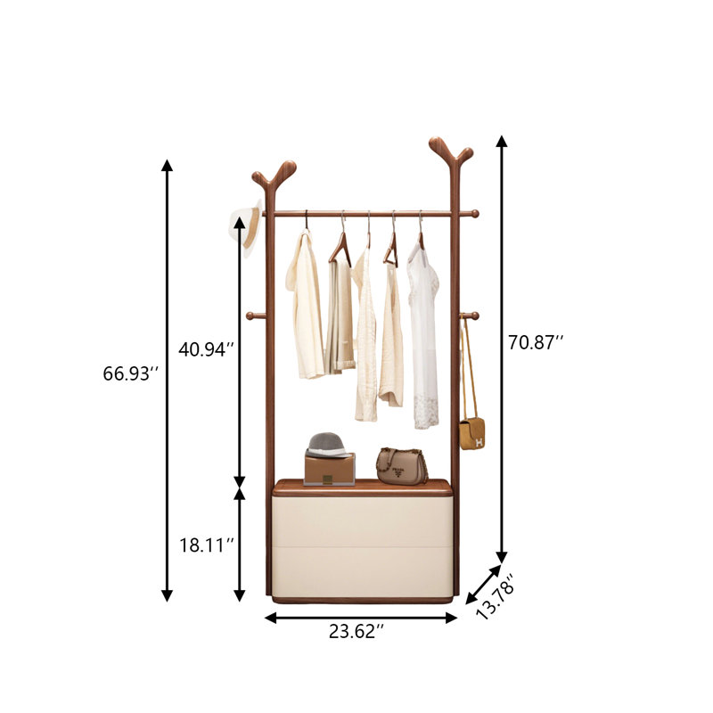 23.62"Minimalism Shofar Style Solid Wood Clothes Rack