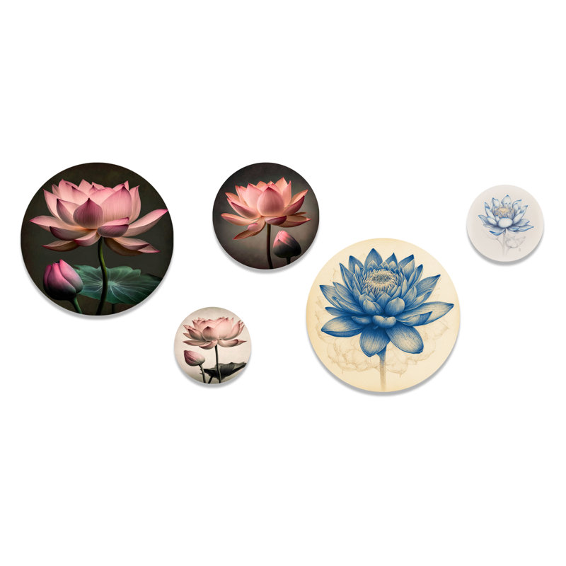 Décoration murale florale en lotus rose rétro II