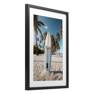 Planche de surf debout côtière flou, reproduction sous verre, design par LSR Design Studio
