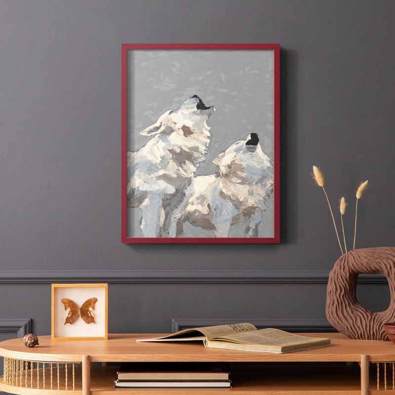 Midnight Wolves, reproduction encadrée - bois massif, Rouge, H 10 po x l 8 po