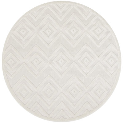 Foundry Select Versatile Diamond Ivory/White Indoor/Outdoor Area Rug