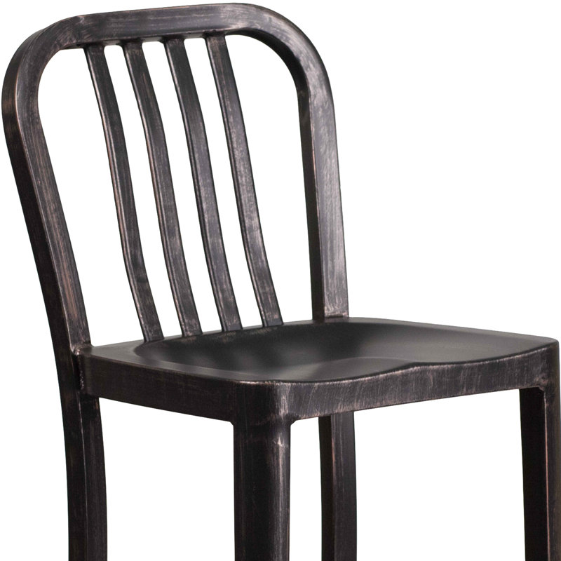 Carouthers 24" Commercial Grade Metal Counter Height Stool with Footrest by Flash Furniture, Antique Black