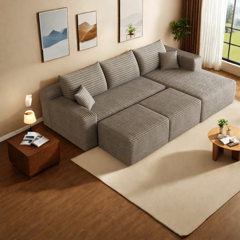 Canapé modulaire en velours côtelé 95 po Compression Cloud