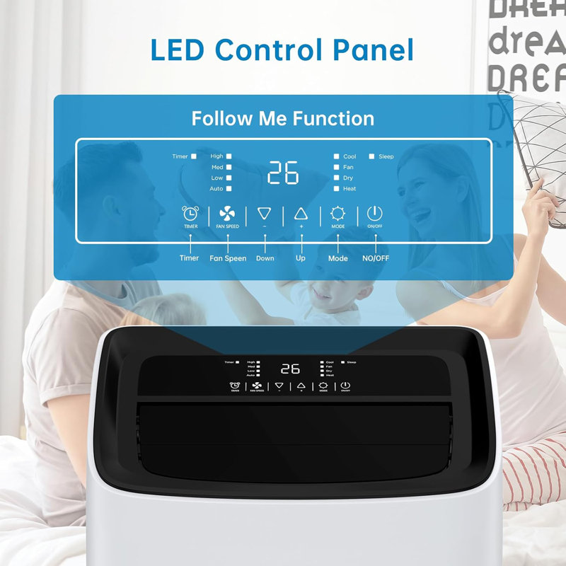 14,000 BTU Inverter Portable Air Conditioner Cools Up to 750 Sq. Ft with Dual Hose, 4-in-1 Portable AC Unit with Remote Control & Installation Kits for Large Room, 3 Speed, 24 Timer