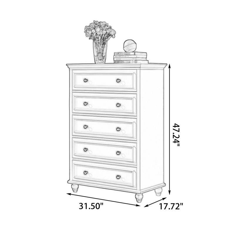 White Solid Wood Accent Cabinet