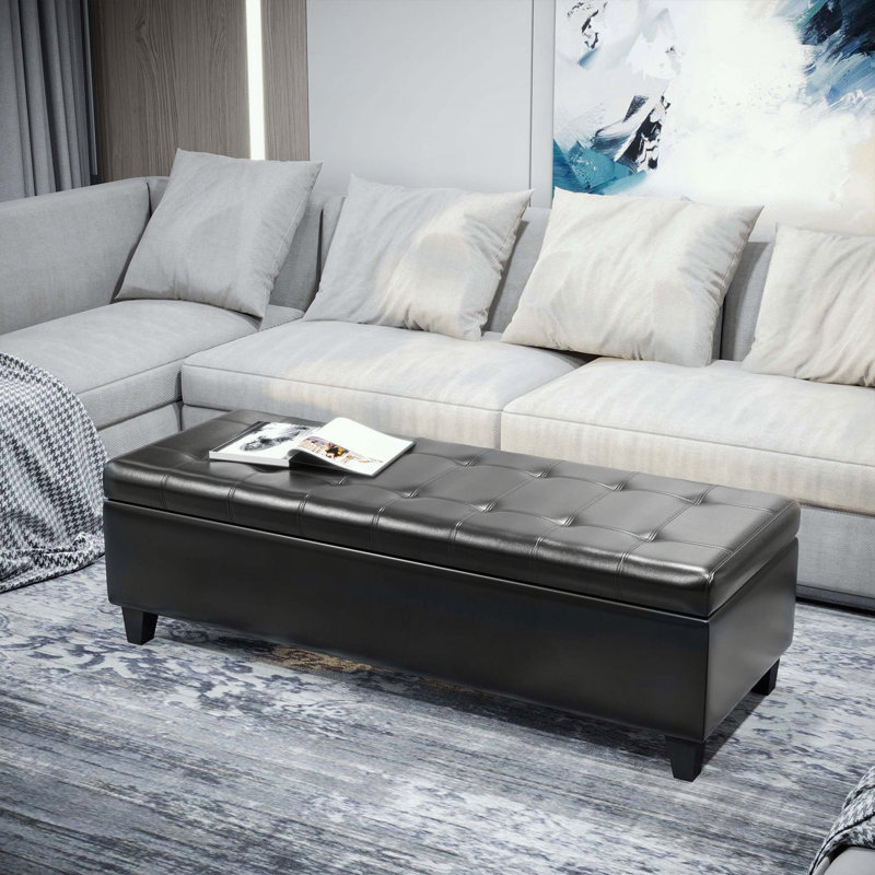 Banc de rangement avec repose-pieds 51 po, Noir