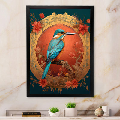 Martin-pêcheur bleu - Illustration rétro - impression