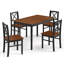 5 Piece Dining Table Set for 4 People with Rubber Wood Legs, Cross Backrest