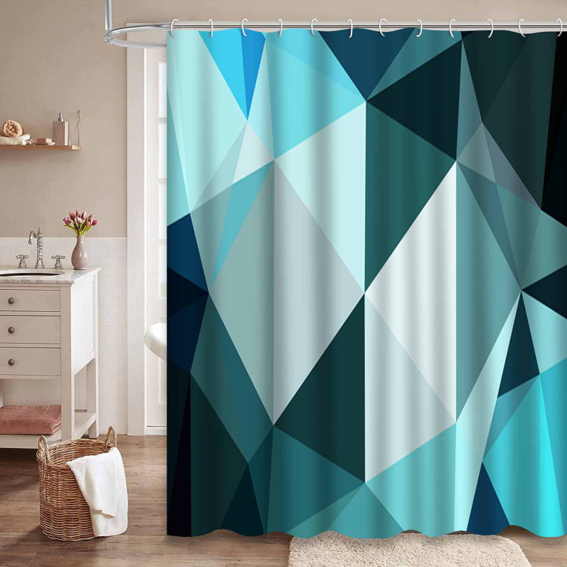 Rideau de douche bleu imperméable, rideaux de douche pour la salle de bain avec 12 crochets, 72" L x 78" W