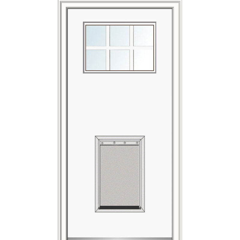 Porte d'entrée pré-montée en fibre de verre Craftsman, H 80 po x l 36 po x P 1,75 po, Ouverture vers la gauche