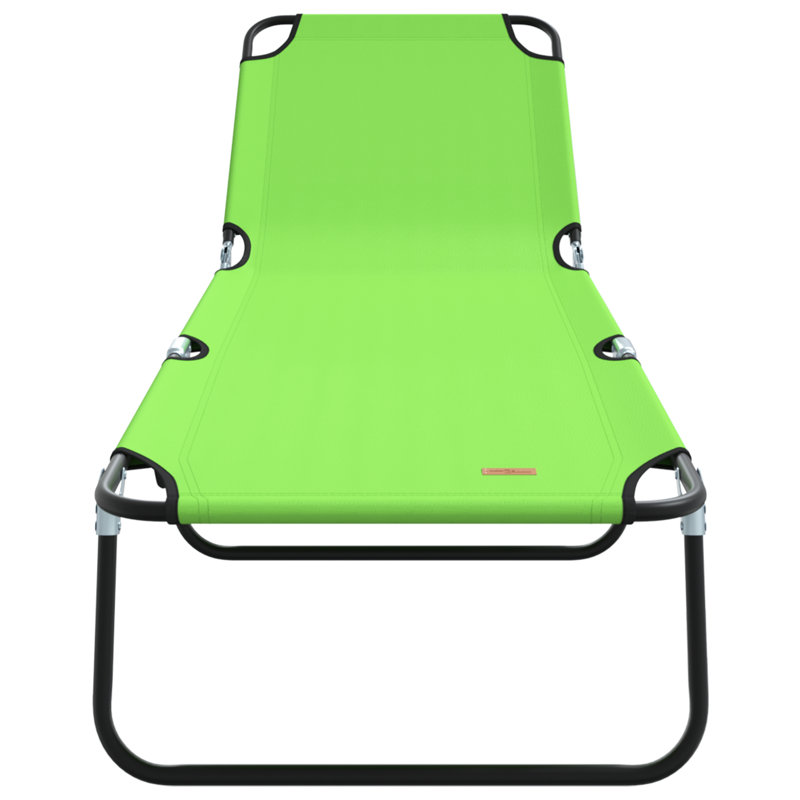 vidaXL Folding Sun Lounger Folding Polyester Outdoor Recliner Garden Chair, Green