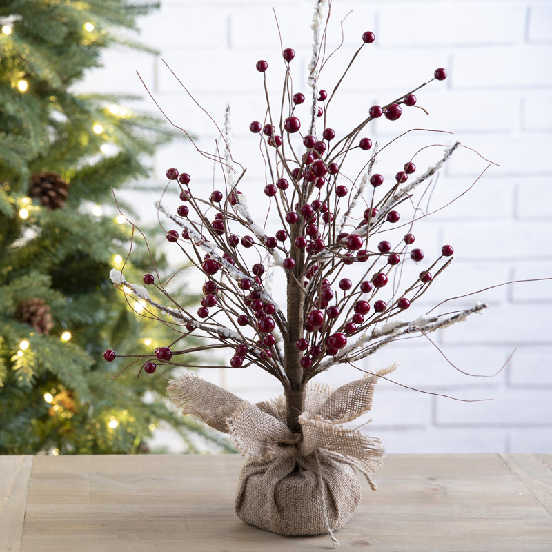 16"H Christmas Red Berry Table Tree Décor