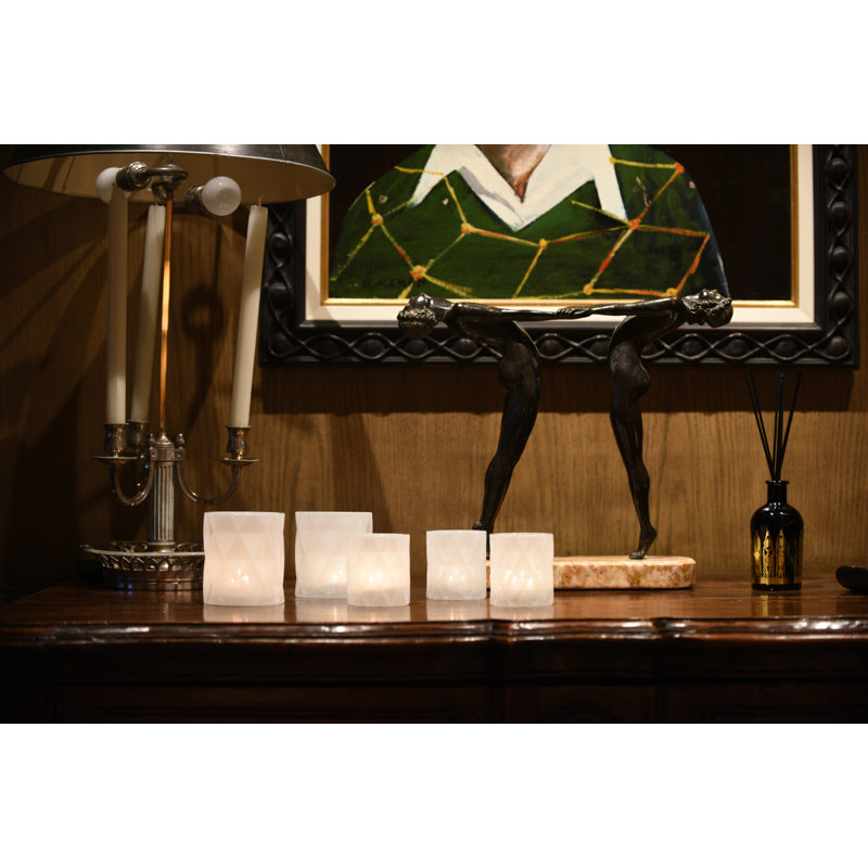 Glass Tabletop Votive Holder, 3" H x 3" W x 3" D, White