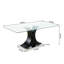 Ensemble de salle à manger: table moderne en verre avec base durable, chaises blanches avec pieds galvanisés, pour la cuisine, ensemble de 9