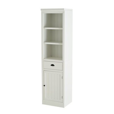 Bibliothèque 75 po à 5 niveaux avec 1 tiroir-classeur, bibliothèque de ferme avec rangement et armoire, rangement en bois moderne pour les couloirs, salon, cuisine, maison, bureau - blanc