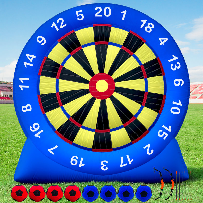 Wellcomer 10FT Inflatable Soccer Dartboard & Archery Target Game, 2-in-1 Dart Game with Balls & Bow Sets for Outdoor Parties & Events, Carnival