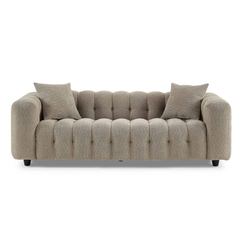 Lavance 89.4" W Tufted Bouclé Sofa , Light Brown