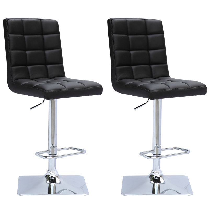 Swivel Upholstered Adjustable Height Counter Stool, Black