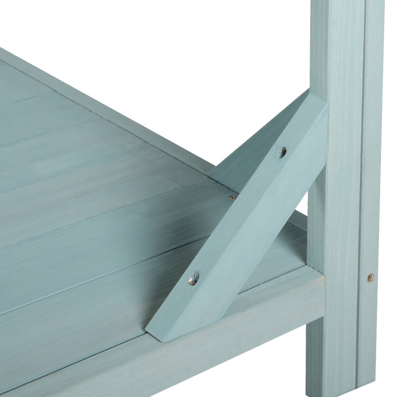 Outdoor Potting Bench In , 4 Shelves And Side Hook, Firm Construction 65" Tall Patio With Wood, Green