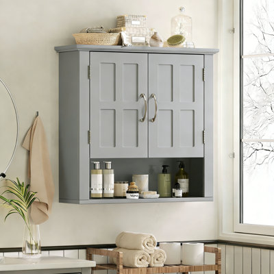 Bathroom Wall Storage Cabinet,  Multi -Functional Wall Mounted Cabinet With Adjustable Shelves, Medicine Cabinet For Laundry Room & Kitchen & Living Room, Gray, Cabinet