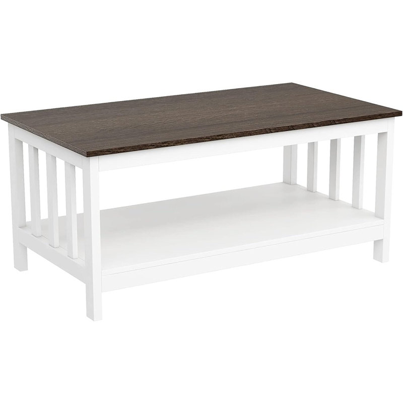 Table basse Briaroaks, Marron foncé, Blanc, H 18,1 po x L 39,9 po x l 22,04 po