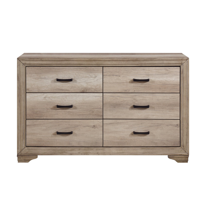 Commode 1 tiroir 6 tiroirs avec quincaillerie noire de style rustique contemporain