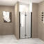 Porte de douche pliante 36 po x 72 po, verre trempé 1/4 po (6 mm), cadre en aluminium noir mat, film antidéflagrant