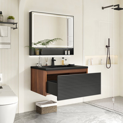 30" Wall-Mounted Single Bathroom Vanity With Resin Top