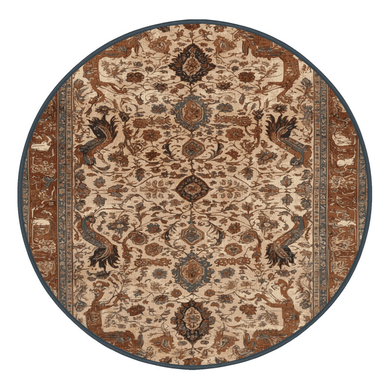 Tapis brun lavable à la machine, Rond 7 pi