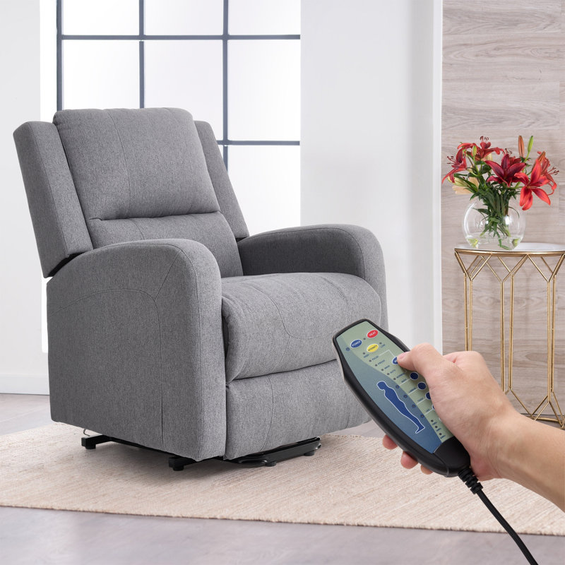 69cm Wide Chenille Lift Assist Standard Recliner with Massager, Grey