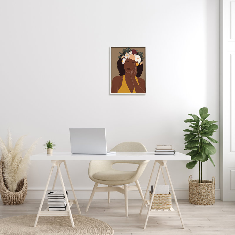 Femme méditant - Impression sur toile, Giclée encadrée blanc bord de mer, H 20 po x l 16 po