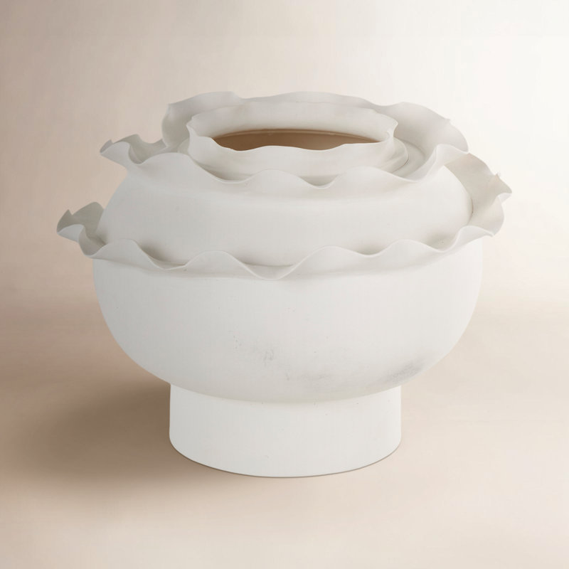 Vase abstrait en céramique Acuna, Blanc
