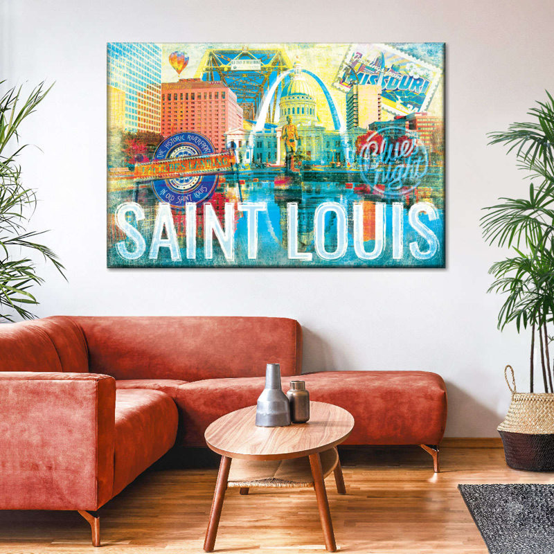Saint-Louis, repères grunge sur toile, H 32 po x l 48 po x P 1,25 po