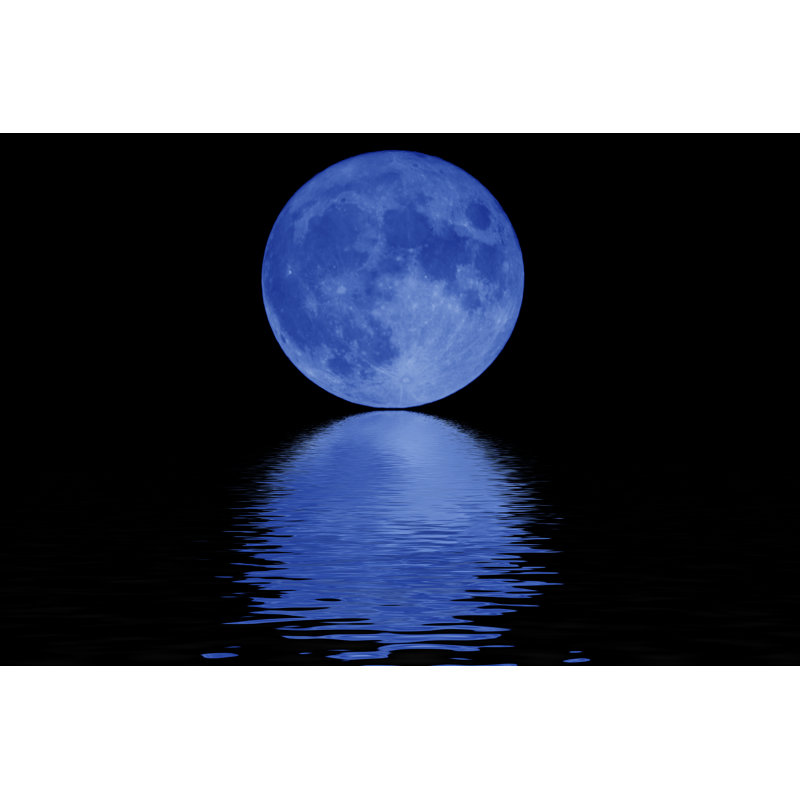 Lune bleue - peinture sur toile tendue, H 8 po x l 12 po