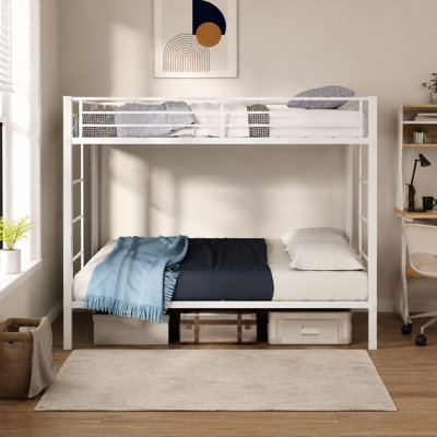 Lit superposé LifeSky robuste, capacité de charge de 181 kg par lit : structure métallique solide pour les colocataires adultes - barrière de sécurité de 31,5 cm - rangement sous le lit de 24 cm pour les petites chambres