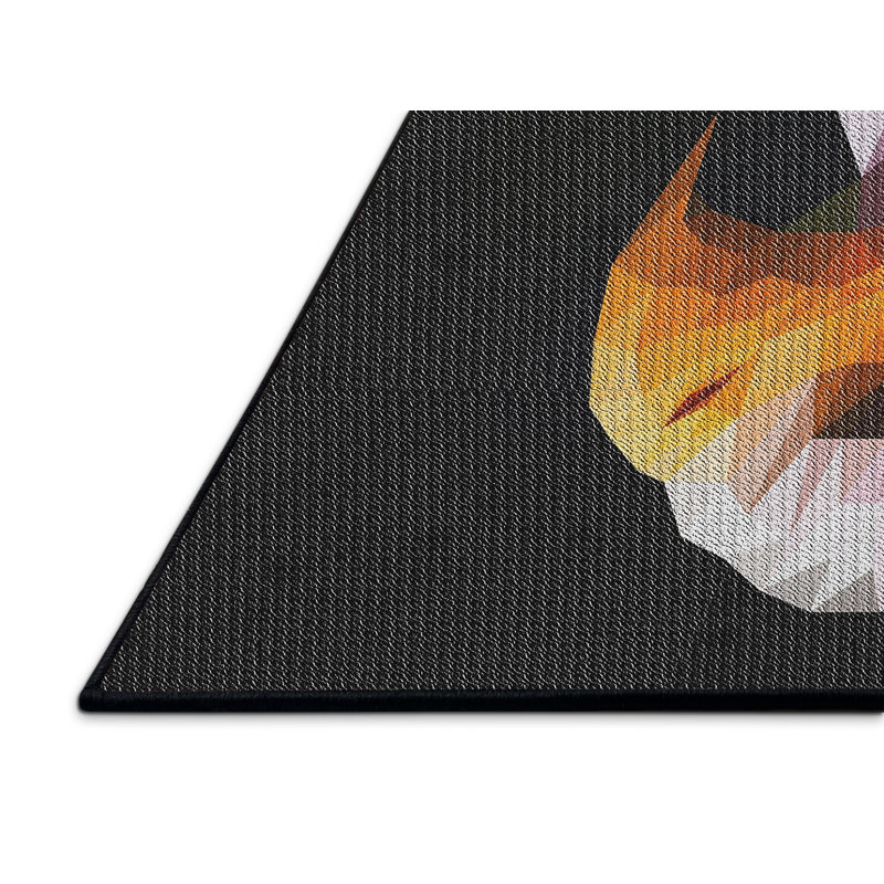 Tapis rose motif/orange/noir zone, Rectangle 7 pi x 10 pi