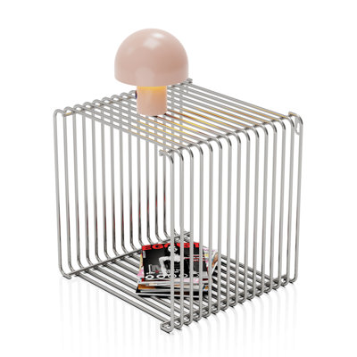 End table, Square Wrought Iron Sofa Side Table., Silver.