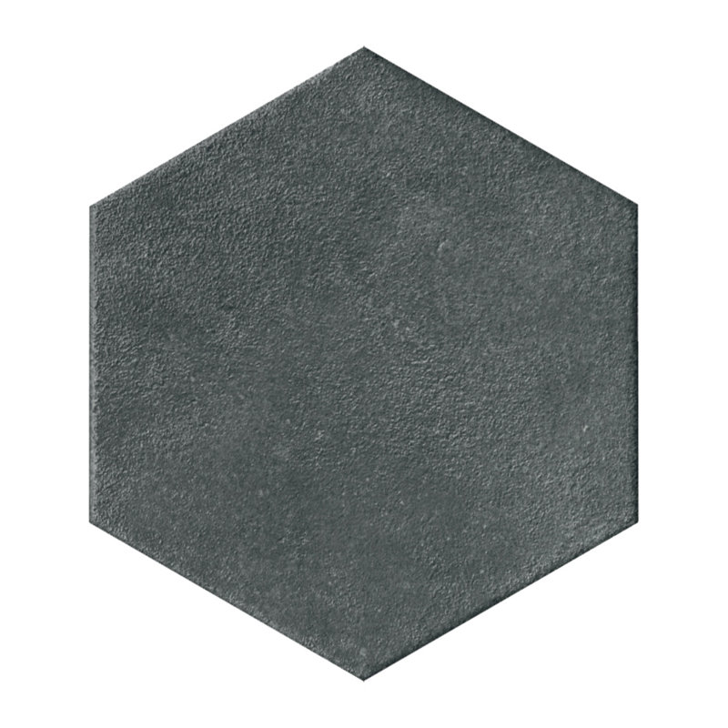 Handmade 9X10 Hexagon Porcelain Tile, Black