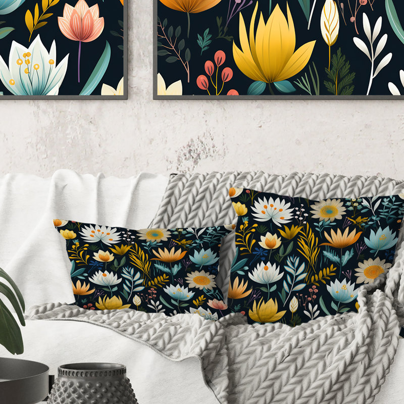 Mindfulness Sanctuary Mediation I - Coussin floral en polyester