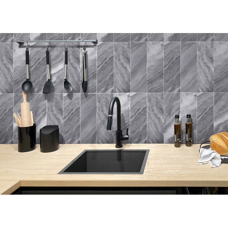 4" x 12" Marble Look Subway Wall & Floor Tile