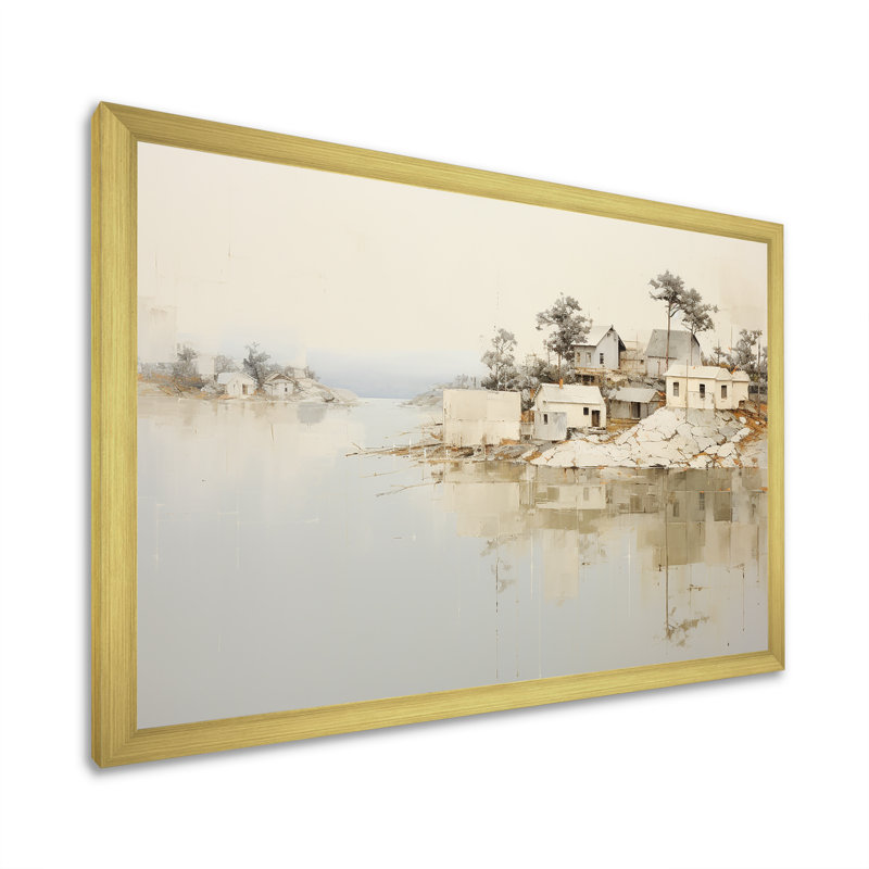 Lakehouse Tranquility sur toile, Cadre doré simple, H 24 po x l 32 po x P 1 po
