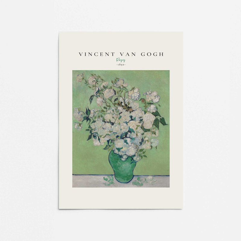 Van Gogh's Roses 1890 v2, Ne s’applique pas, H 14 po x l 11 po, Impression sans cadre