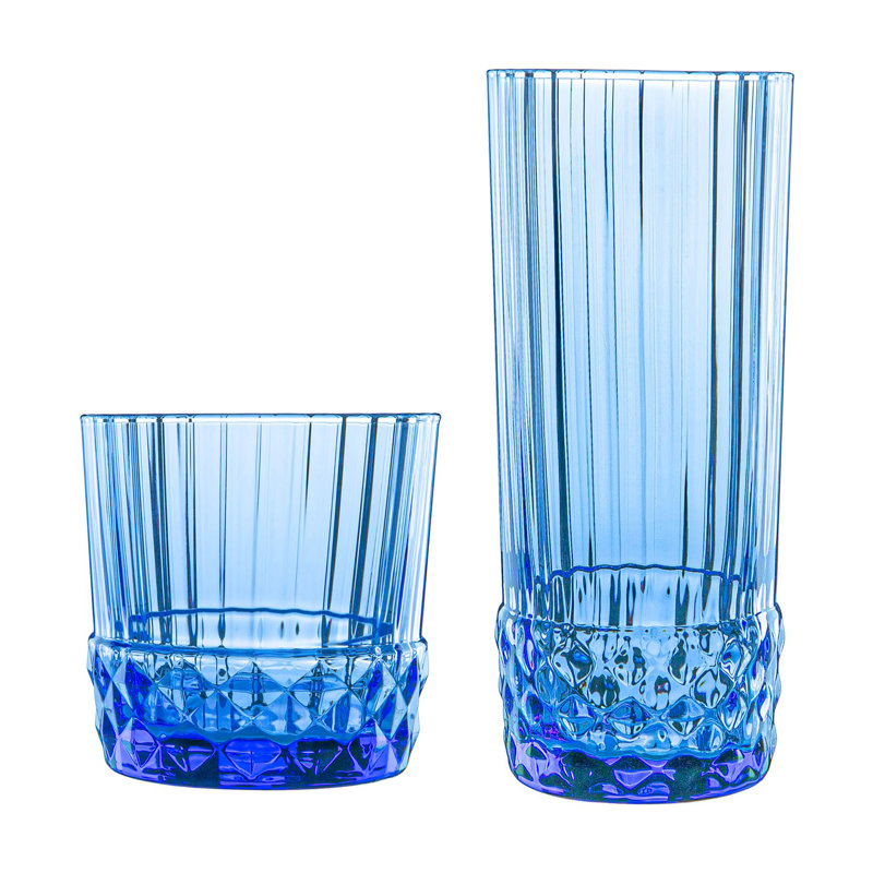 America '20s Small Glassware Set - 300ml, 400ml- 12pc, Blue