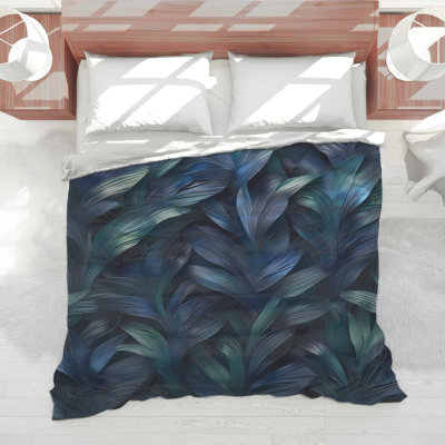 Blue Foliage Leaves Comforter