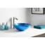 ANZZI Crow 16.5'' Lustrous Blue Tempered Glass Circular Bathroom Sink