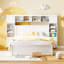 Grand lit en bois avec armoire tout-en-un, tablette et prises, lit gigogne simple TG, blanc-1406902072