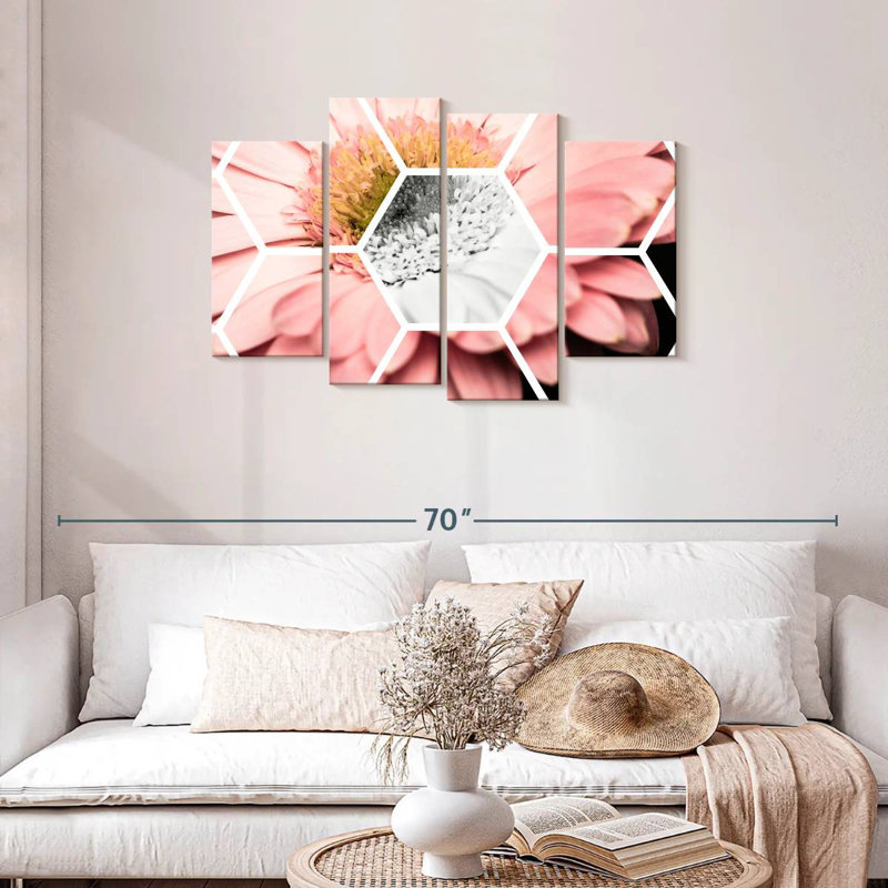 Harberk rose Gerbera hexagone, H 27 po x l 43 po
